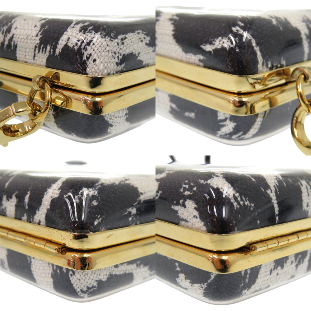 Stella McCartney Shoulder Bag plastic black Leopard Pattern 2WAY Clutch Bag Animal Pattern Women Used Authentic