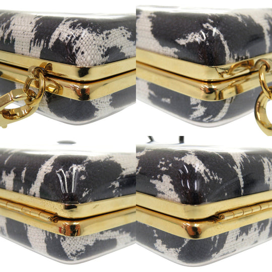 Stella McCartney Shoulder Bag plastic black Leopard Pattern 2WAY Clutch Bag Animal Pattern Women Used Authentic