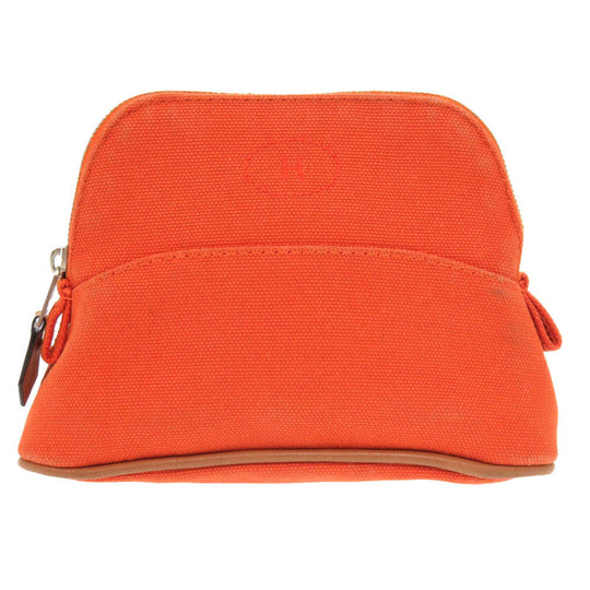 HERMES Pouch cotton Orange Bolide Pouch 16 Mini Women Used Authentic