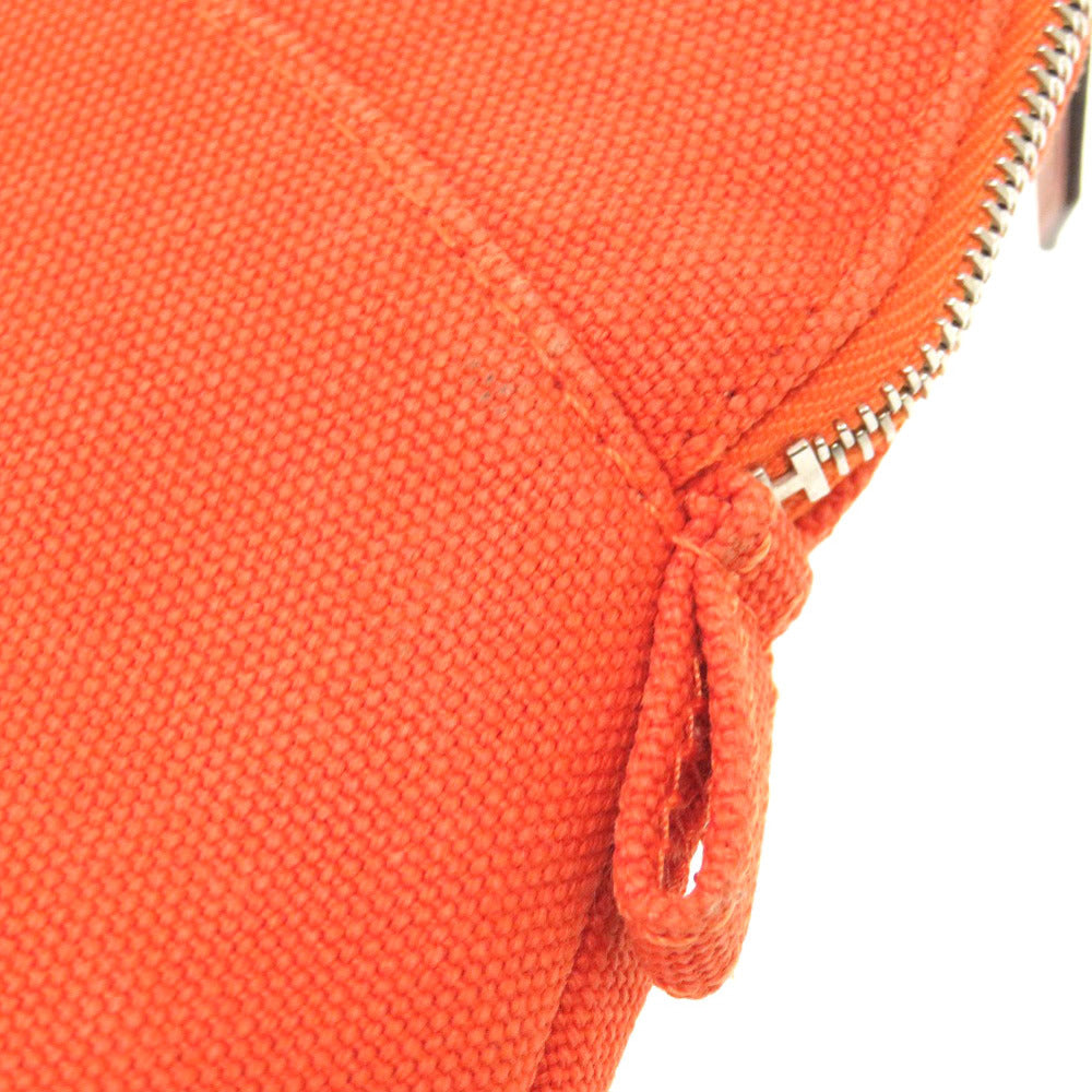 HERMES Pouch cotton Orange Bolide Pouch 16 Mini Women Used Authentic