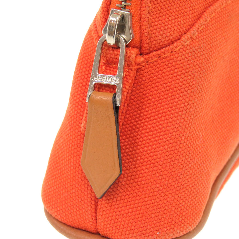 HERMES Pouch cotton Orange Bolide Pouch 16 Mini Women Used Authentic