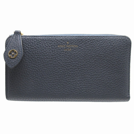 LOUIS VUITTON Long Wallet Purse M68582 leather Blue Marine L-shaped fastener Portefeuille comet unisex(Unisex) Used Authentic