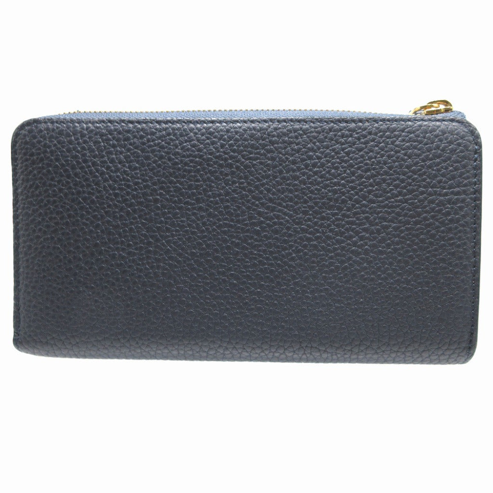 LOUIS VUITTON Long Wallet Purse M68582 leather Blue Marine L-shaped fastener Portefeuille comet unisex(Unisex) Used Authentic