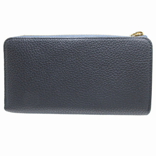 LOUIS VUITTON Long Wallet Purse M68582 leather Blue Marine L-shaped fastener Portefeuille comet unisex(Unisex) Used Authentic