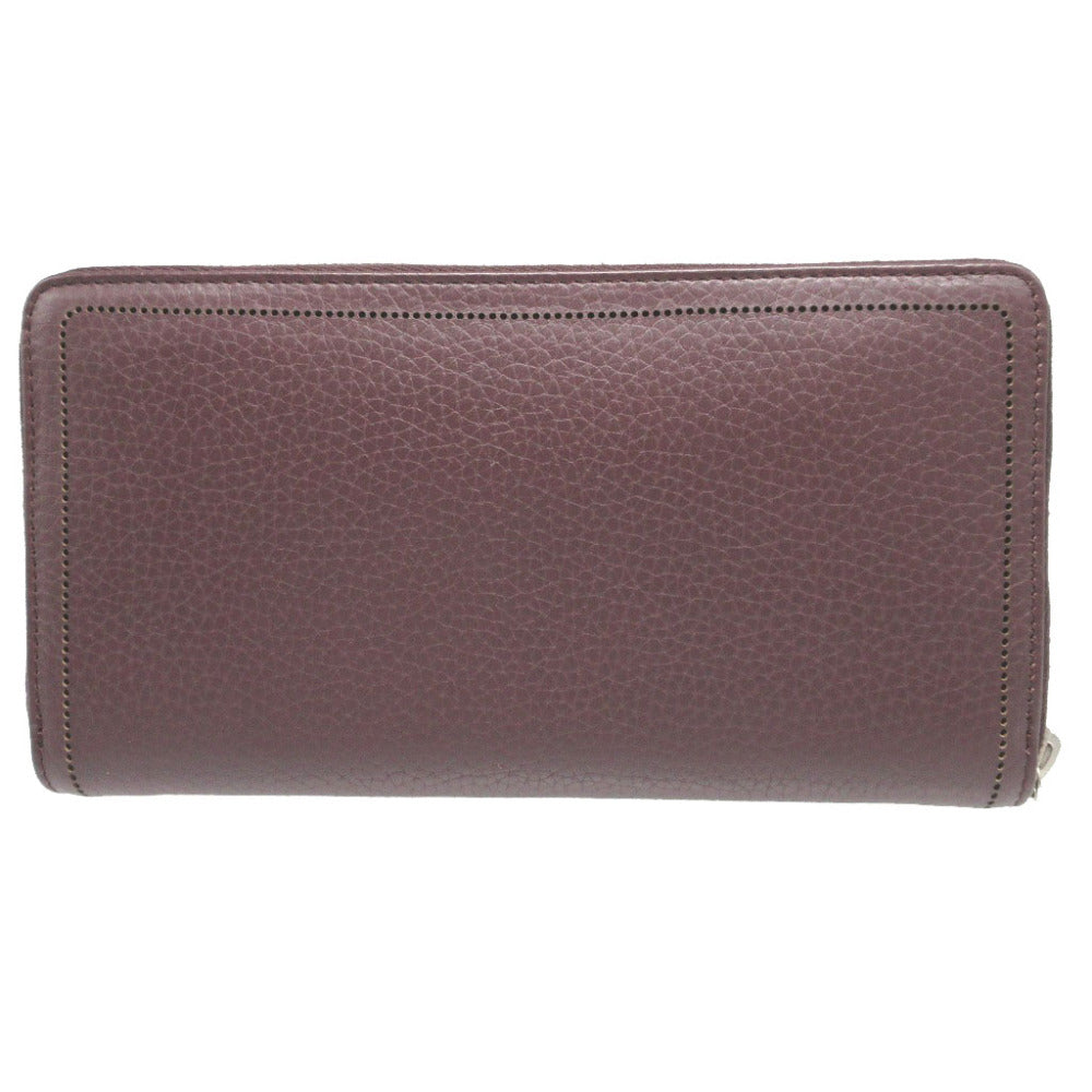 BALENCIAGA Long Wallet Purse 443521 leather Brown Zip Around Blackout Women(Unisex) Used Authentic