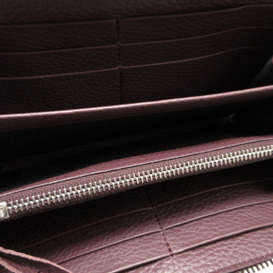 BALENCIAGA Long Wallet Purse 443521 leather Brown Zip Around Blackout Women(Unisex) Used Authentic
