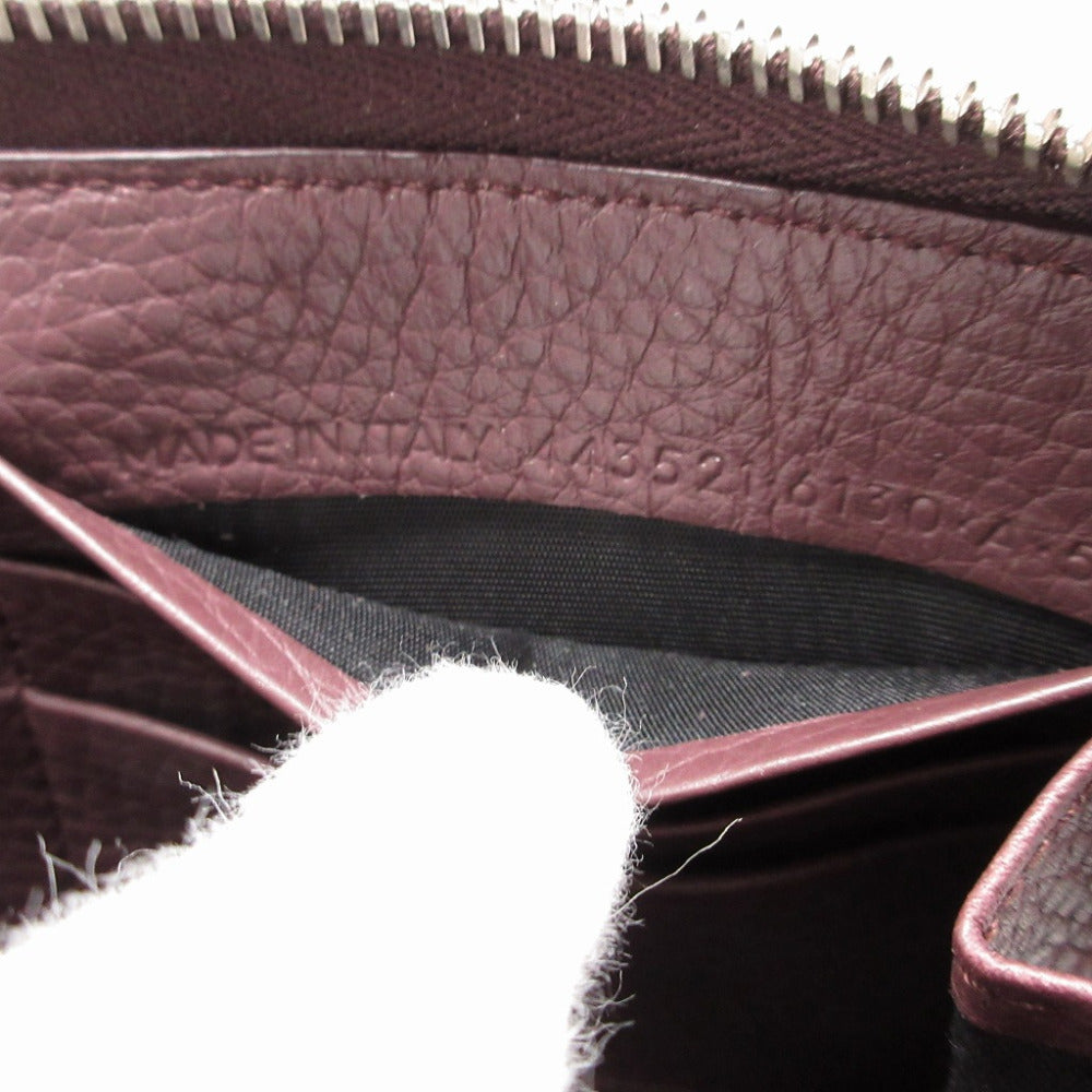 BALENCIAGA Long Wallet Purse 443521 leather Brown Zip Around Blackout Women(Unisex) Used Authentic