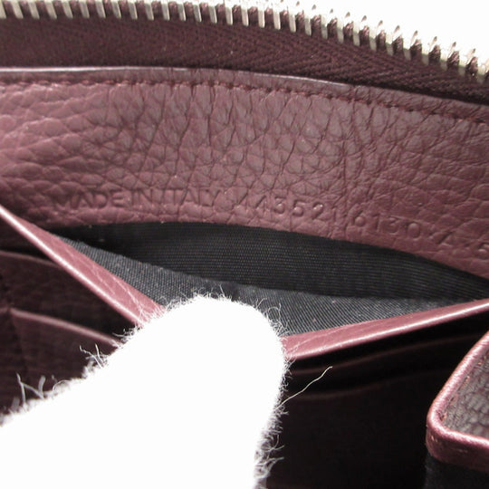 BALENCIAGA Long Wallet Purse 443521 leather Brown Zip Around Blackout Women(Unisex) Used Authentic