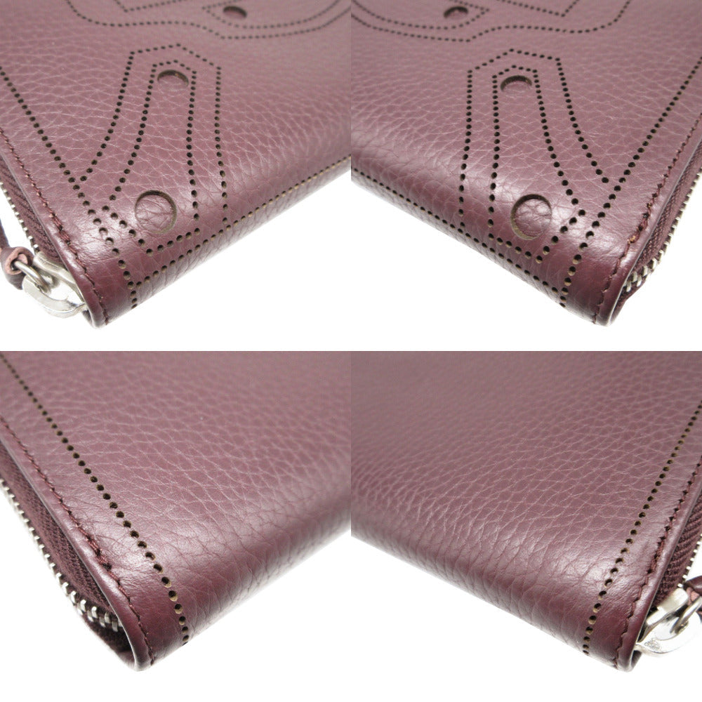 BALENCIAGA Long Wallet Purse 443521 leather Brown Zip Around Blackout Women(Unisex) Used Authentic