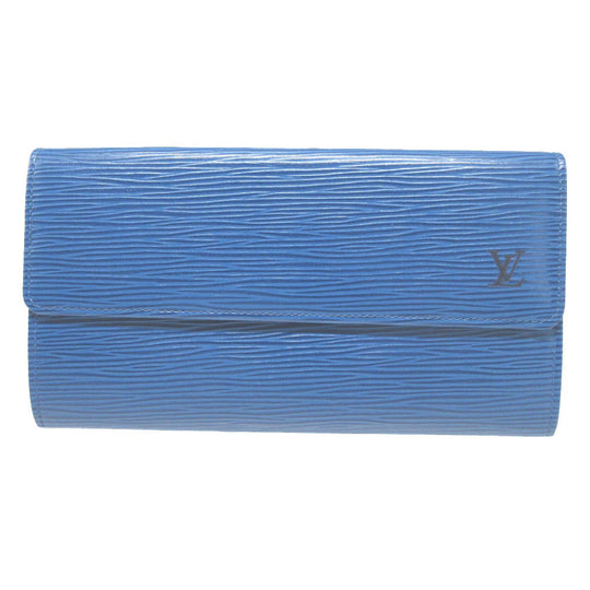 LOUIS VUITTON Long Wallet Purse M63575 Epi Leather Toledo Blue Two fold Epi Pochette Porto Monnet Credit Women(Unisex) Used Authentic