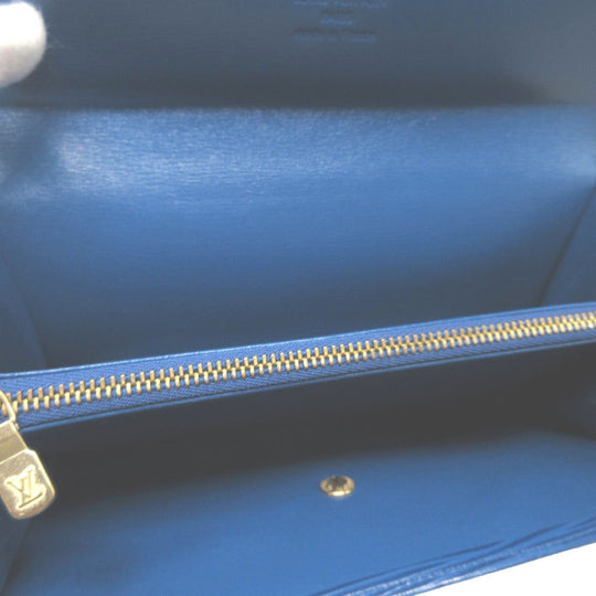 LOUIS VUITTON Long Wallet Purse M63575 Epi Leather Toledo Blue Two fold Epi Pochette Porto Monnet Credit Women(Unisex) Used Authentic