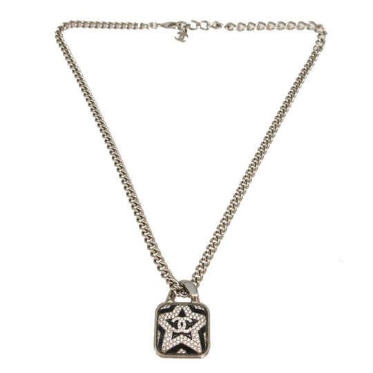 CHANEL Necklace Metal, Stone Silver Star Pendant COCO Mark Women(Unisex) Used Authentic