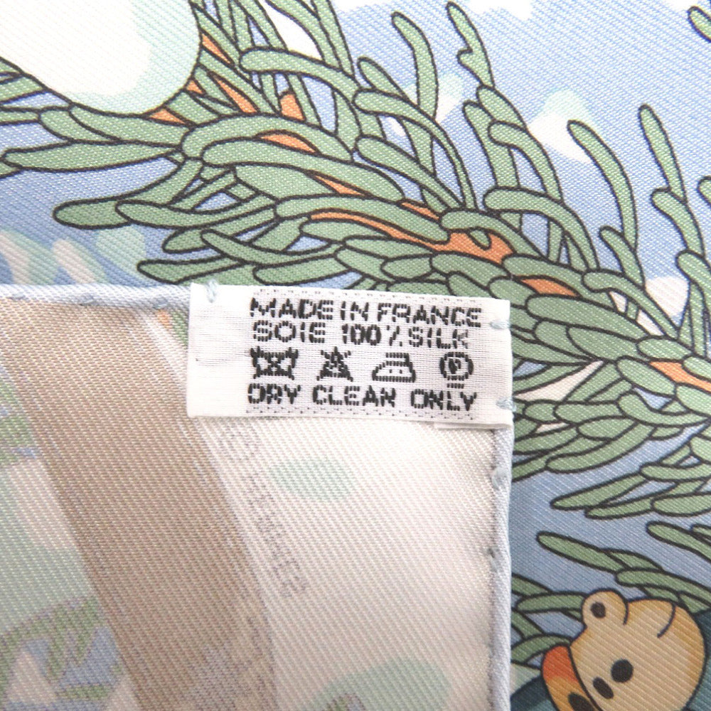 HERMES scarf silk Light blue Carre45 Petit Carre Noel at 24 Faubourg Christmas at 24 Faubourg Gavroche Women Used Authentic