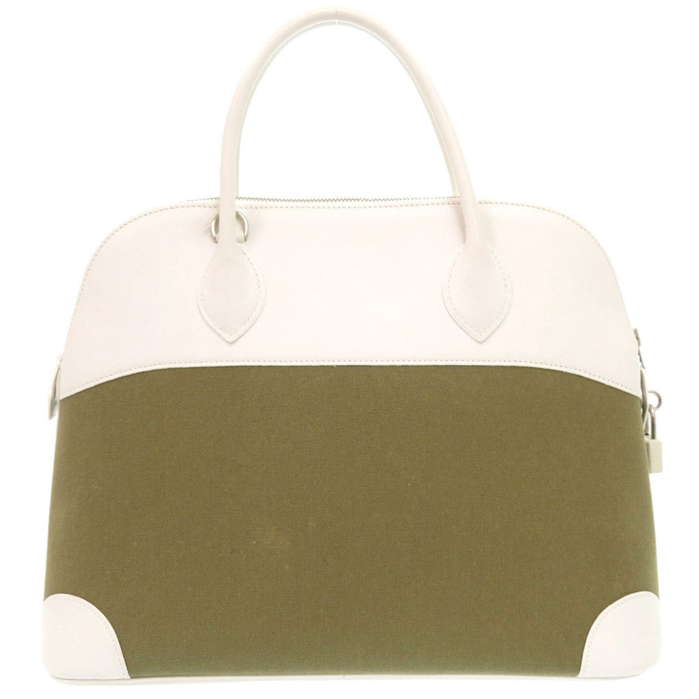 HERMES Handbag Toile Gibessire, Vaux Swift khaki Bored 37 Women Used Authentic
