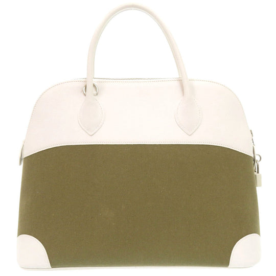 HERMES Handbag Toile Gibessire, Vaux Swift khaki Bored 37 Women Used Authentic