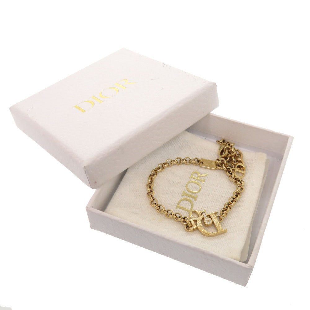 Dior bracelet metal gold logo Women Used Authentic