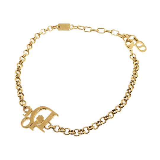 Dior bracelet metal gold logo Women Used Authentic