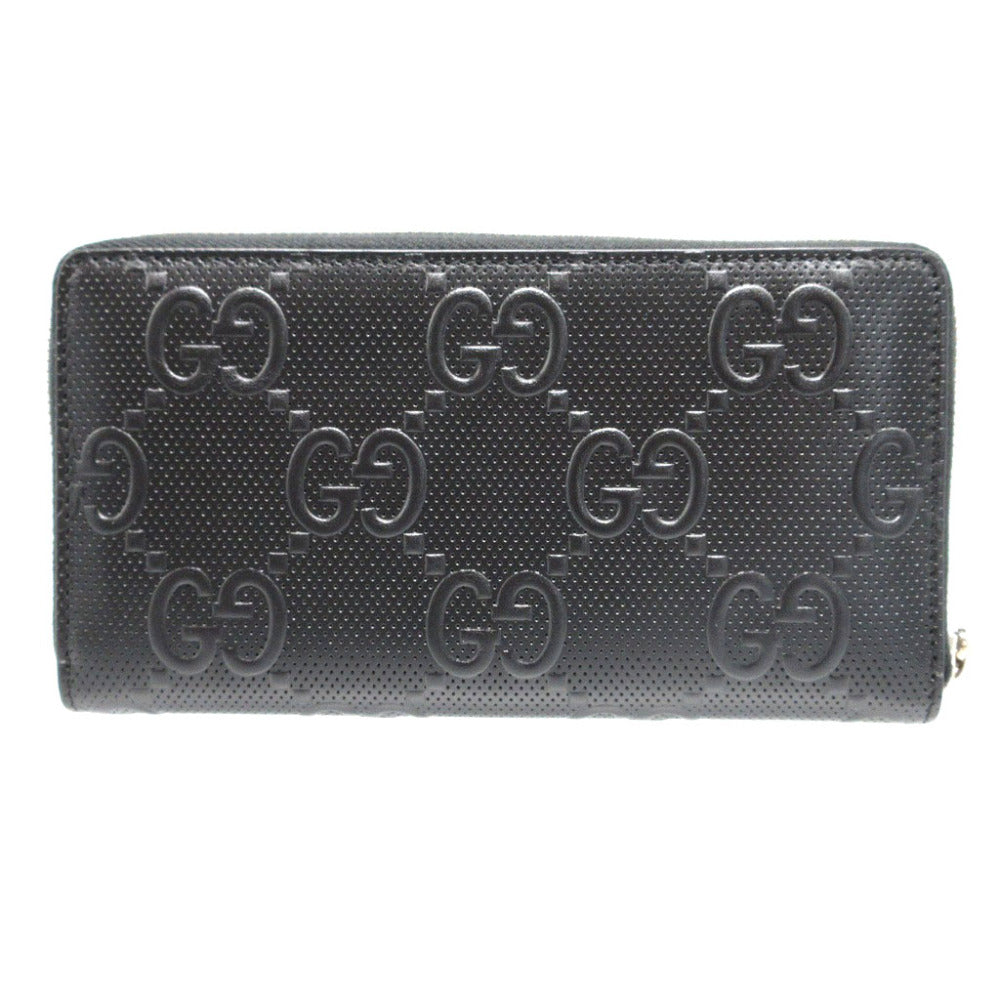 GUCCI Long Wallet Purse 625558 GG canvas black Zip Around Double G Women(Unisex) Used Authentic