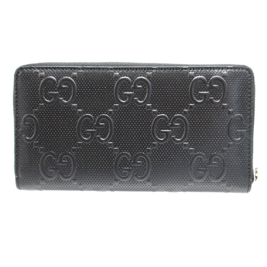 GUCCI Long Wallet Purse 625558 GG canvas black Zip Around Double G Women(Unisex) Used Authentic