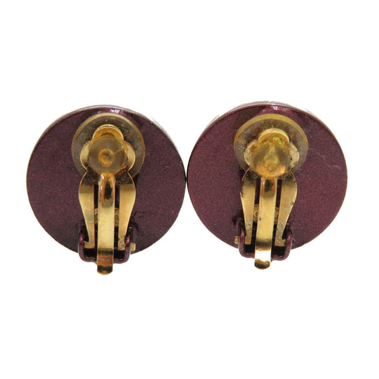 CHANEL Earring leather pink COCO Mark COCO Button Women Used Authentic
