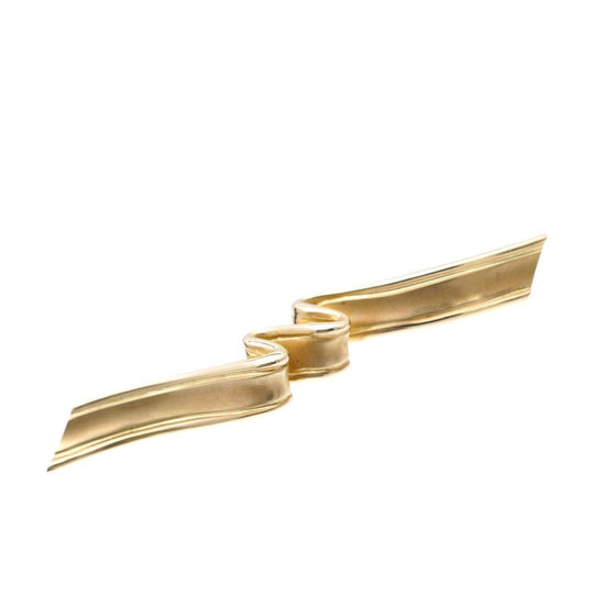 TIFFANY&Co. Brooch K18 yellow gold Yellow Gold vintage Ribbon motif Women Used Authentic