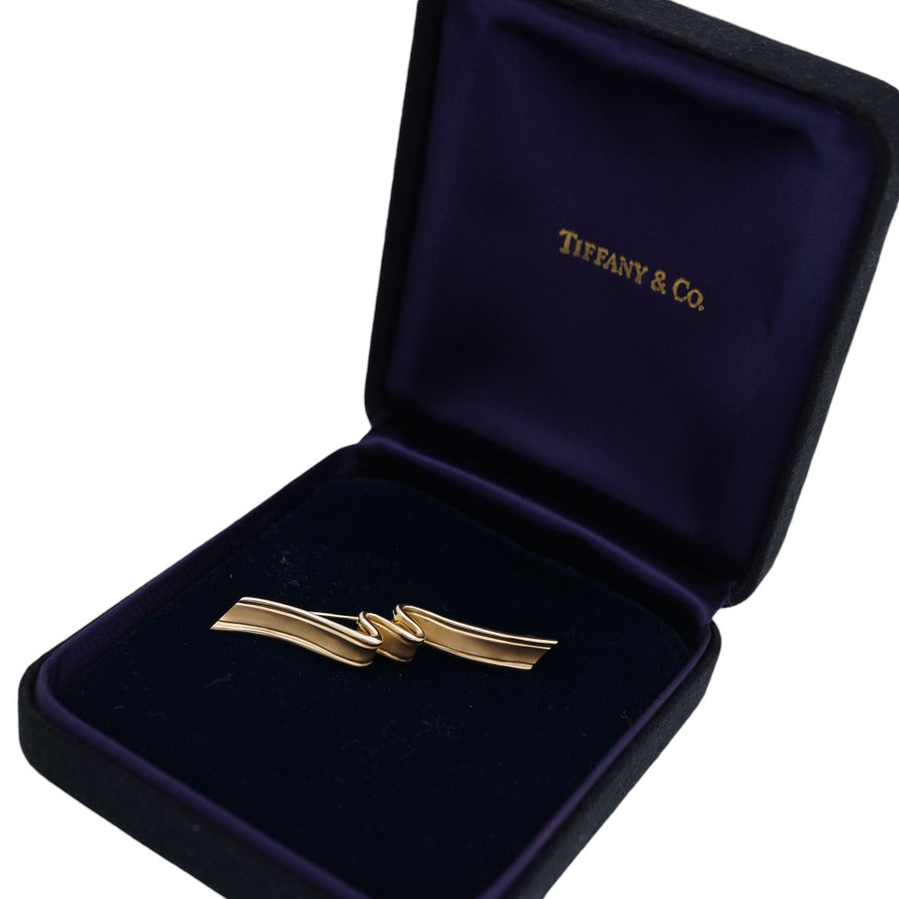 TIFFANY&Co. Brooch K18 yellow gold Yellow Gold vintage Ribbon motif Women Used Authentic