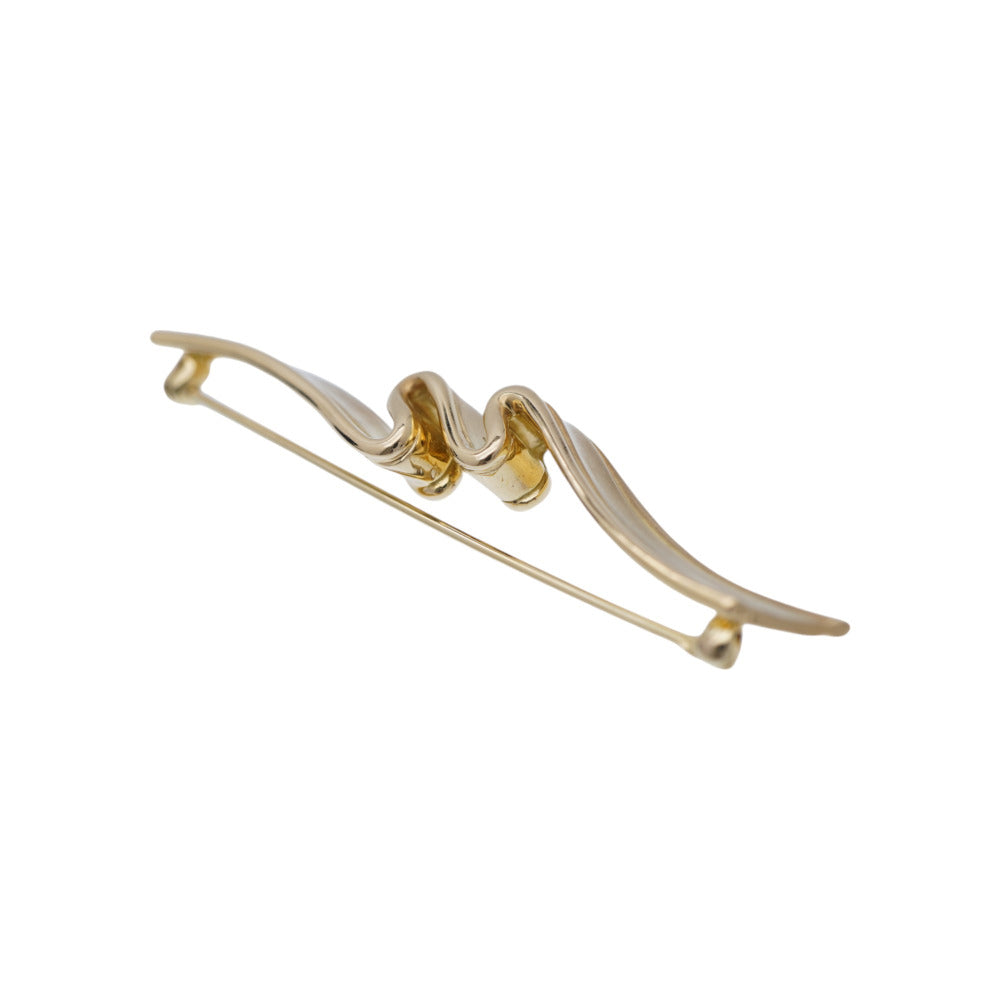 TIFFANY&Co. Brooch K18 yellow gold Yellow Gold vintage Ribbon motif Women Used Authentic