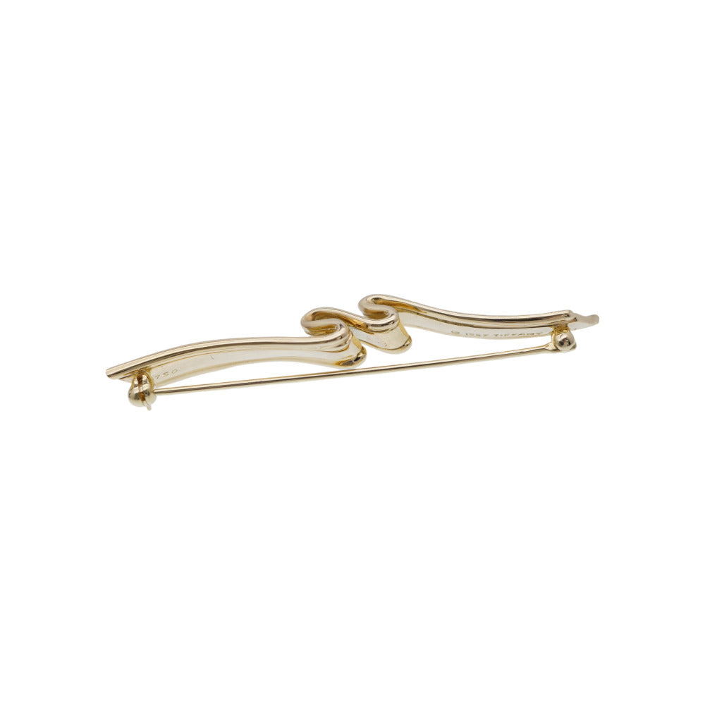 TIFFANY&Co. Brooch K18 yellow gold Yellow Gold vintage Ribbon motif Women Used Authentic