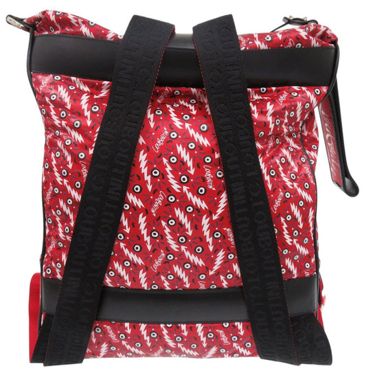 Christian Louboutin Backpack Calfskin Red HOP'N ZIP Graphic Print Backpack Women Used Authentic