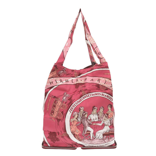 HERMES Tote Bag Buffl Rouge ash Eco bag Silky Pop JEU DES OMNIBUS ET DAMES BLANCHES Omnibus Game and White Lady Women Used Authentic