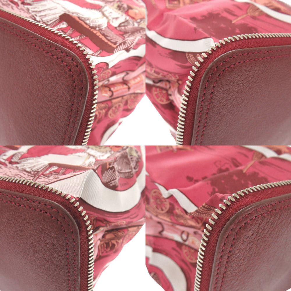 HERMES Tote Bag Buffl Rouge ash Eco bag Silky Pop JEU DES OMNIBUS ET DAMES BLANCHES Omnibus Game and White Lady Women Used Authentic