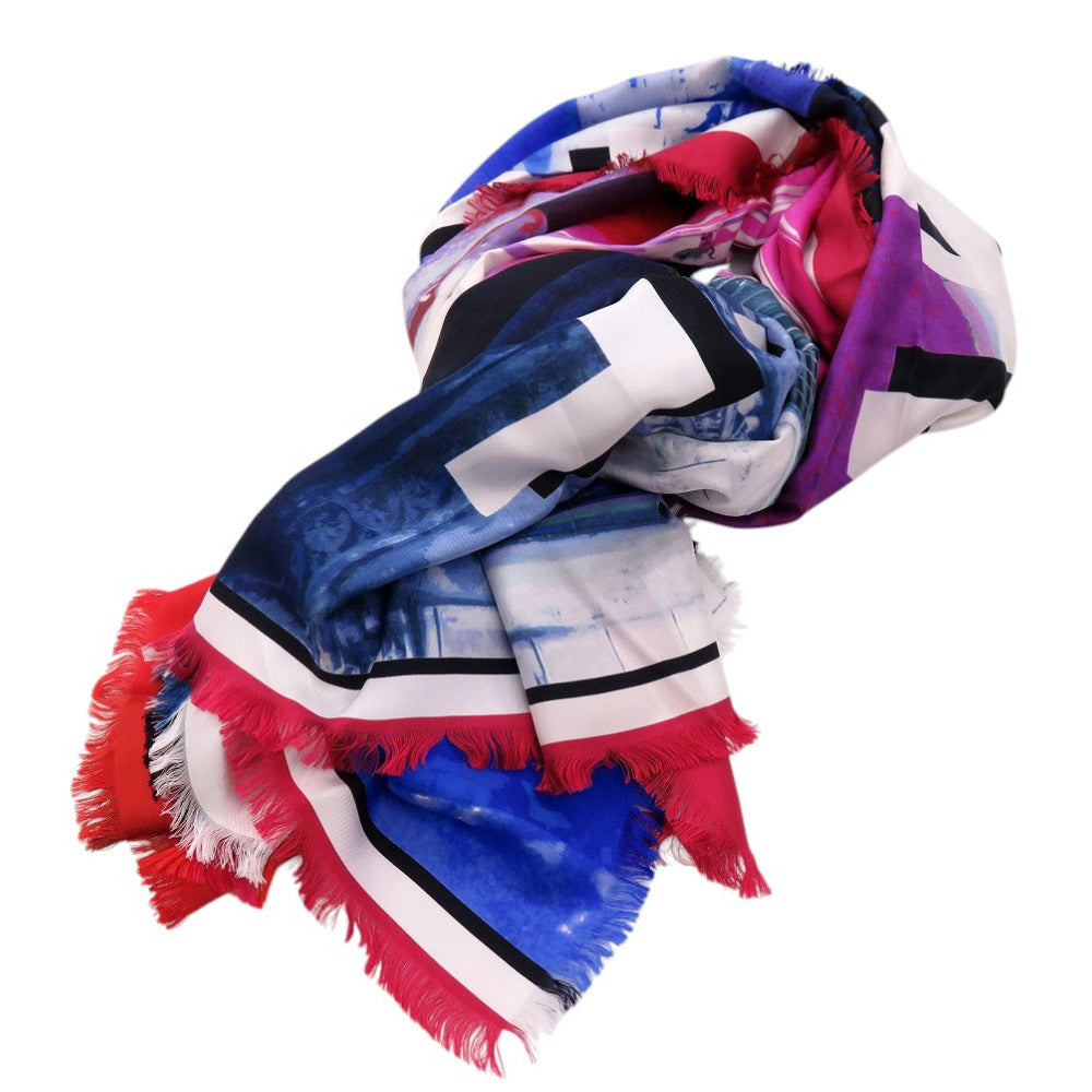 CHANEL shawl silk multicolor Large COCO Mark car exclusive fringe Exclusive Edition Women(Unisex) Used Authentic