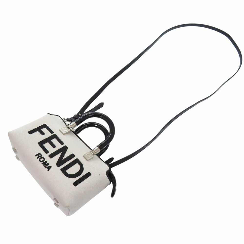 FENDI Handbag 8BS067 ANVG Canvas, Leather white By the way small Women Used Authentic