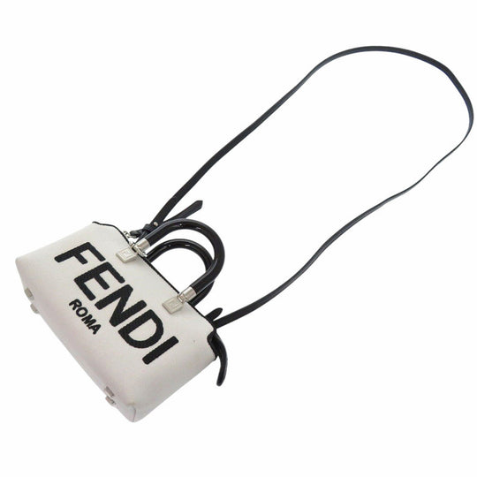 FENDI Handbag 8BS067 ANVG Canvas, Leather white By the way small Women Used Authentic