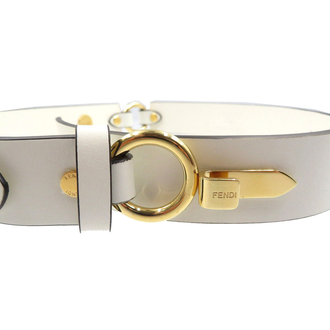 FENDI belt 8C0662 Leather, Metal white Women 65/26 Used Authentic