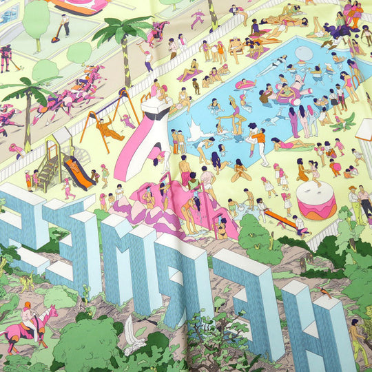 HERMES scarf silk yellow Carre90 Hermes on The Beach Hermes on the Beach