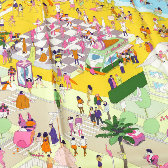 HERMES scarf silk yellow Carre90 Hermes on The Beach Hermes on the Beach
