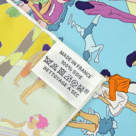 HERMES scarf silk yellow Carre90 Hermes on The Beach Hermes on the Beach