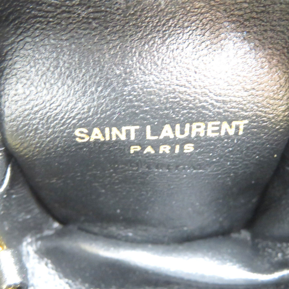 SAINT LAURENT PARIS Coin case 669964 Tweed, Leather black Women Used Authentic