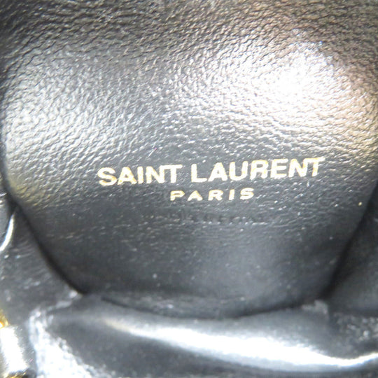SAINT LAURENT PARIS Coin case 669964 Tweed, Leather black Women Used Authentic