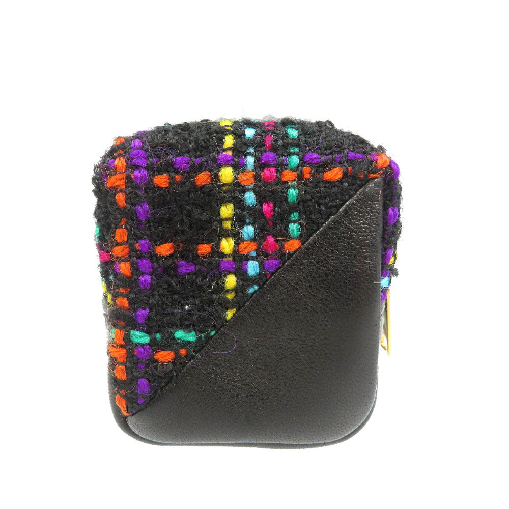 SAINT LAURENT PARIS Coin case 669964 Tweed, Leather black Women Used Authentic