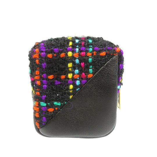 SAINT LAURENT PARIS Coin case 669964 Tweed, Leather black Women Used Authentic