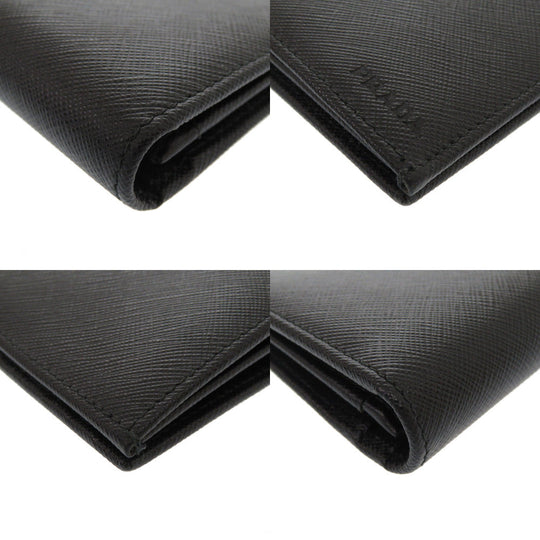 PRADA Long Wallet Purse 2MV836 leather black mens Used Authentic