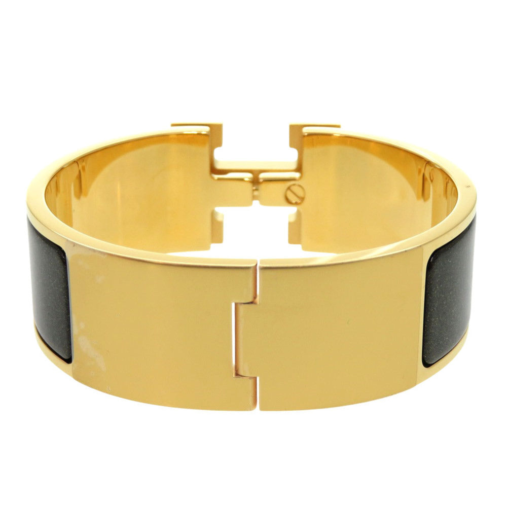 HERMES Bangle metal Noir de Re Click Crack H Glitter Women Used Authentic