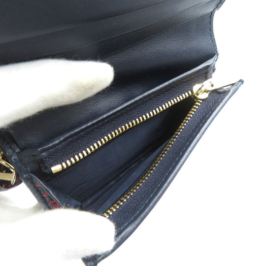 Christian Dior Bifold Wallet leather Navy Lady Dior Women Used Authentic