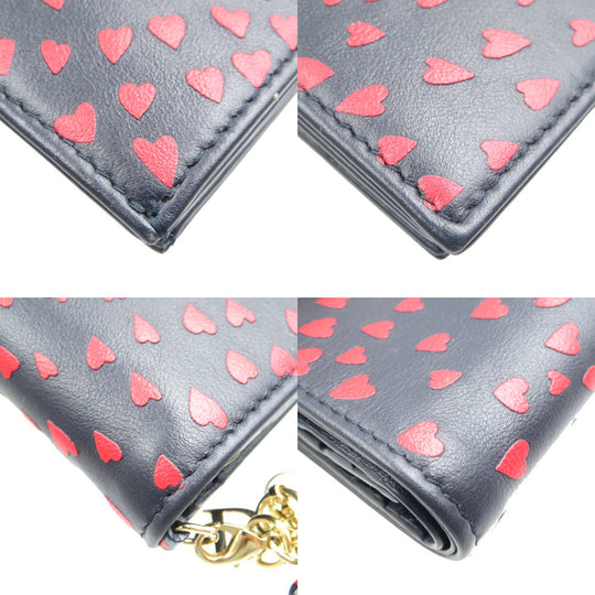 Christian Dior Bifold Wallet leather Navy Lady Dior Women Used Authentic