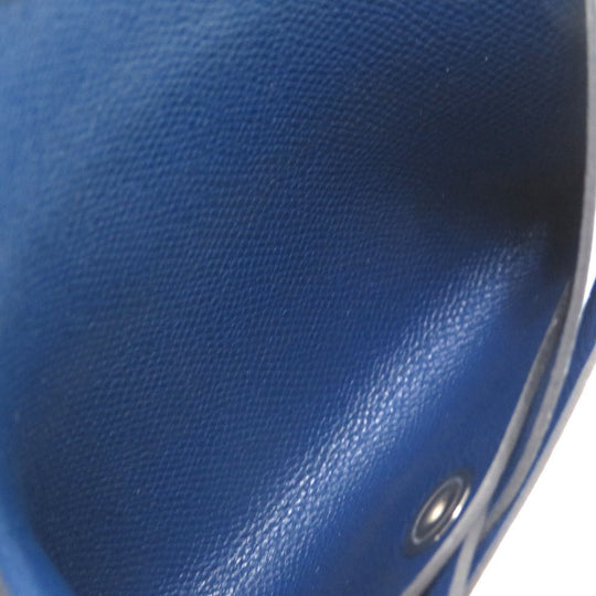 HERMES Coin case leather deep blue Calvi duo unisex(Unisex) Used Authentic