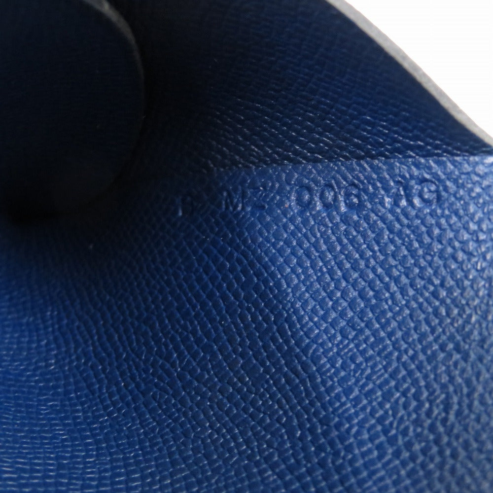 HERMES Coin case leather deep blue Calvi duo unisex(Unisex) Used Authentic