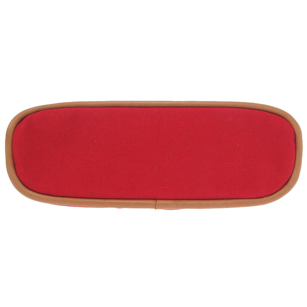 HERMES Pouch canvas Red Bored pouch 20 Women Used Authentic
