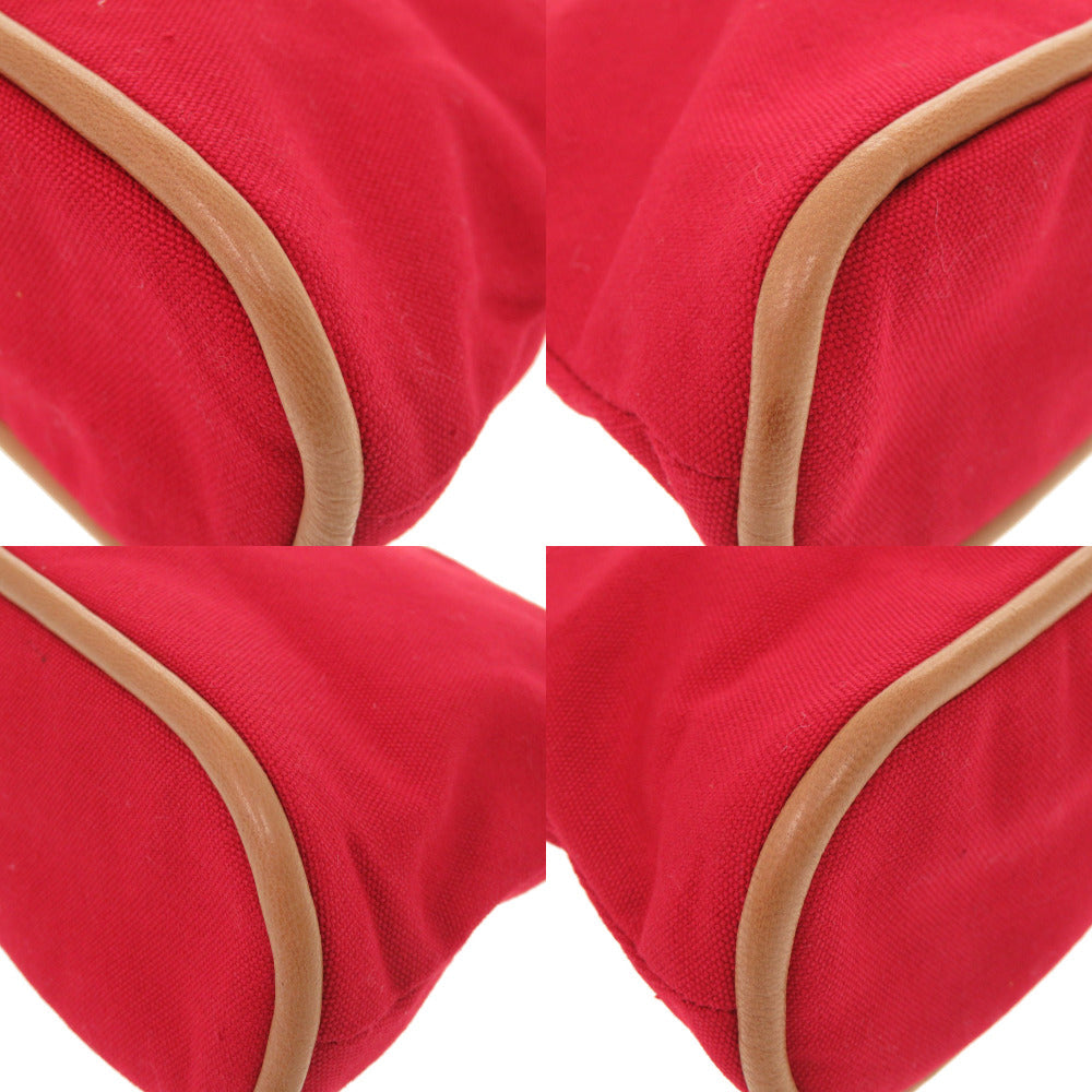 HERMES Pouch canvas Red Bored pouch 20 Women Used Authentic